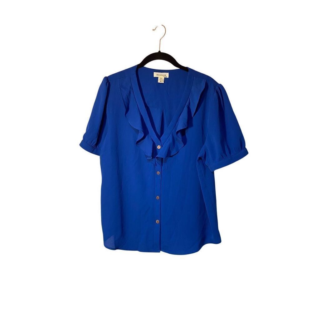 Monteau women’s lightweight, royal blue, short sleeve, blouse, size XL